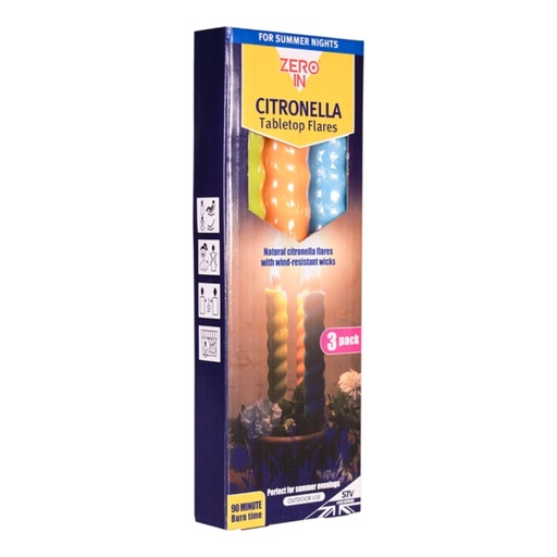 STV Citronella Table Top Flares - Beach Party - 3-Pack