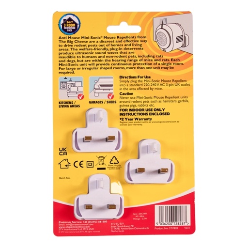 STV  Mini-Sonic Mouse Repellent - 3-Pack