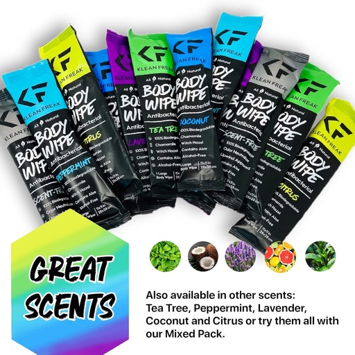 Klean Freak Body Wipes - Mini Master Pack 12 - Coconut Body Wipes 