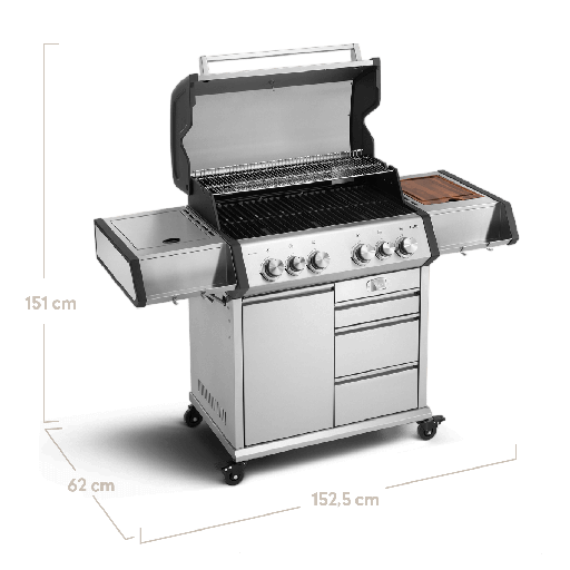 Burnhard Big EARL - 4-Burner Premium-Gas Grill 2025 with Stainless Steel with Cast Iron Grill Grate