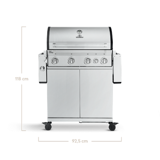 Burnhard Big FRED - 4-Burner Gas Grill Deluxe Stainless Steel - Series 3 With Stainless Steel Grate