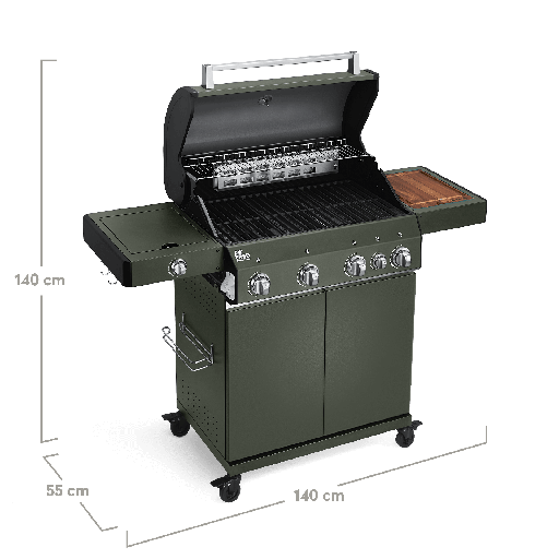 Burnhard Big FRED - Deluxe Gas Grill 4-Burner Green Edition - CastGrates