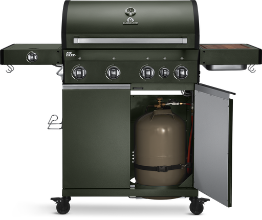 Burnhard Big FRED - Deluxe Gas Grill 4-Burner Green Edition - Stainless Steel Grates