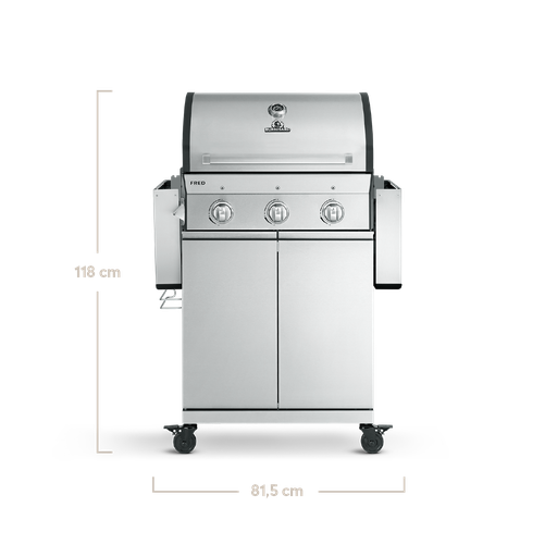 Burnhard FRED - 3-Burner Gas Grill Basic Edition - Series 3 Stainless Steel with Stainless Steel Grate