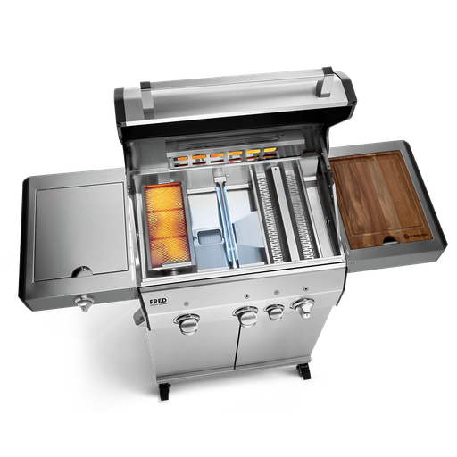 Burnhard FRED - 3-Burner Gas Grill Deluxe Stainless Steel - Series 3 with Stainless Steel Grate
