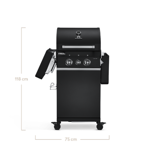 Burnhard FRED Jr. - 2-Burner Gas Grill Black Edition - Series 3 with Cast Iron Grate