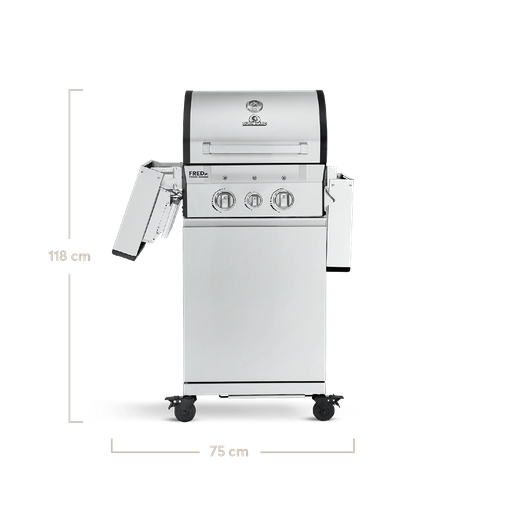 Burnhard FRED Jr. - 2-Burner Gas Grill Deluxe Stainless Steel - Series 3 with Stainless Steel Grate