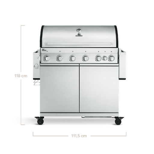 Burnhard Fat FRED - 6-Burner Gas Grill Deluxe Stainless Steel - Series 3 with Stainless Steel Grate