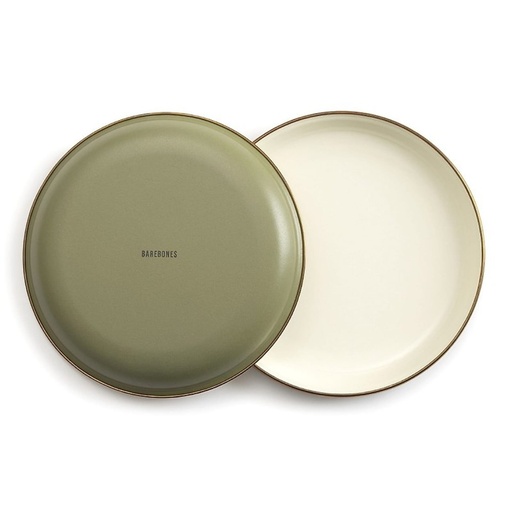 BareBones - Enamel 2-Tone Salad Plate Set - Olive Drab