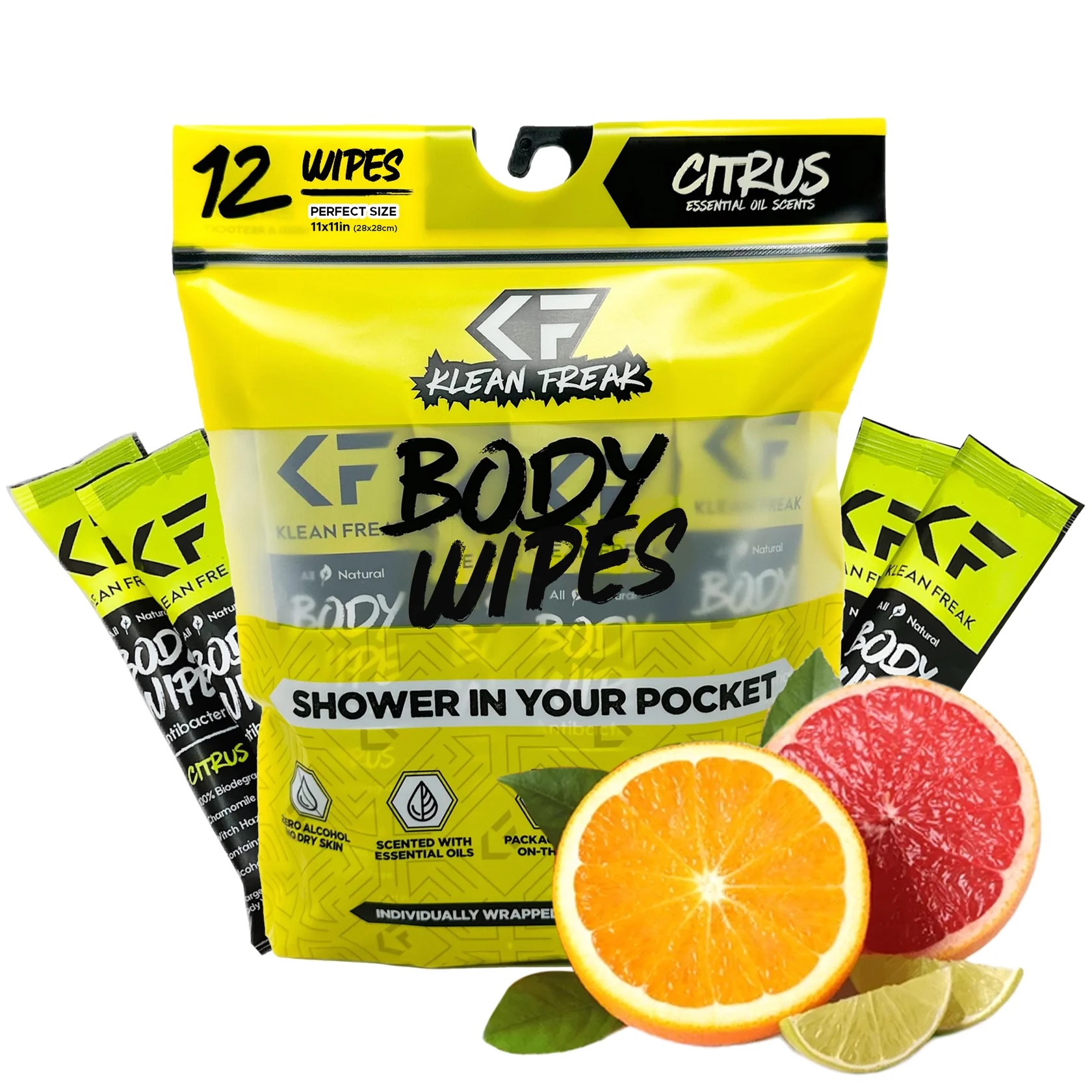 Klean Freak - Body Wipes - Dozen Pack - Citrus
