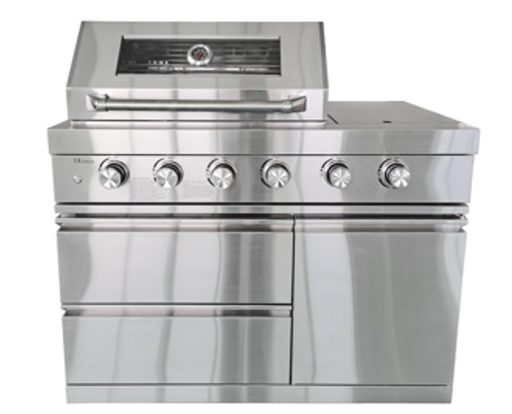 Fornizza 4 Burner Gas Grill With Infrared and Side Burner Black