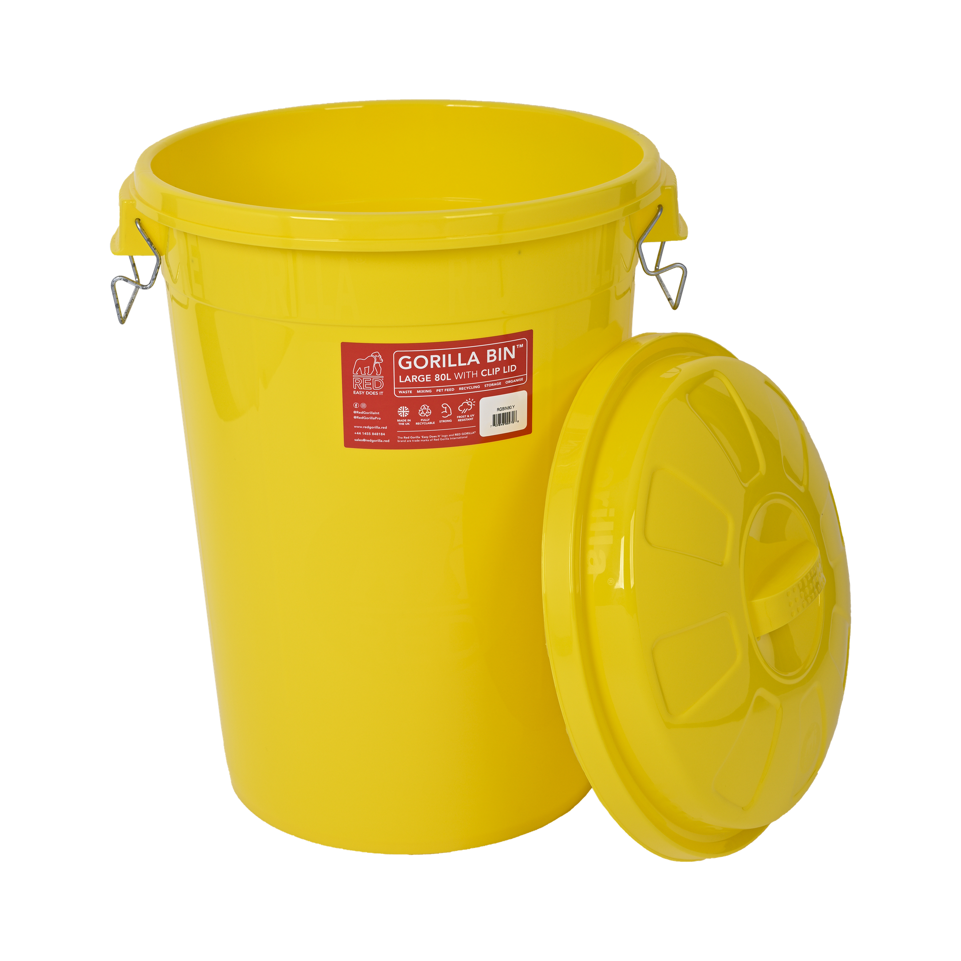 Red Gorilla - 80L Bin with Lid Yellow  