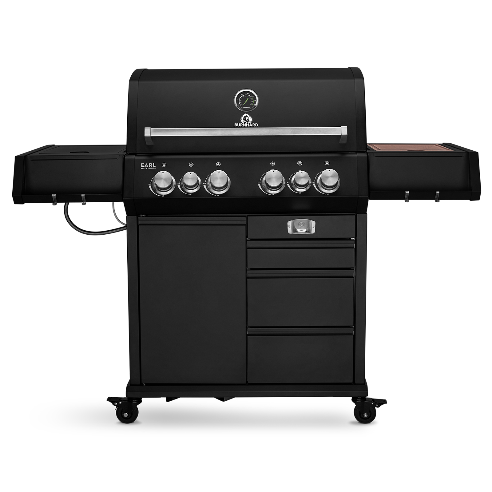 Burnhard Big EARL - 4-Burner Premium-Gas Grill - Black Edition 2025 with Cast Iron Grill Grate