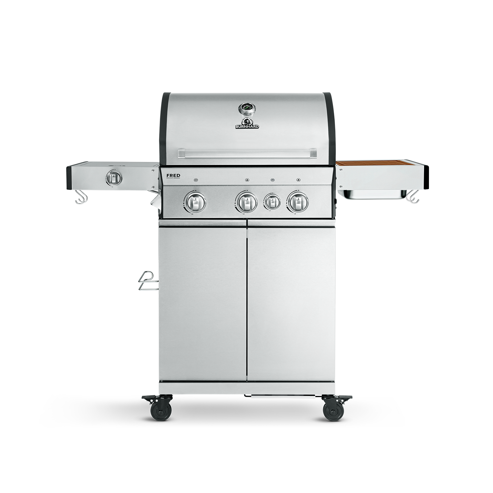 Burnhard FRED - 3-Burner Gas Grill Deluxe Stainless Steel - Series 3 with Cast Iron Grate