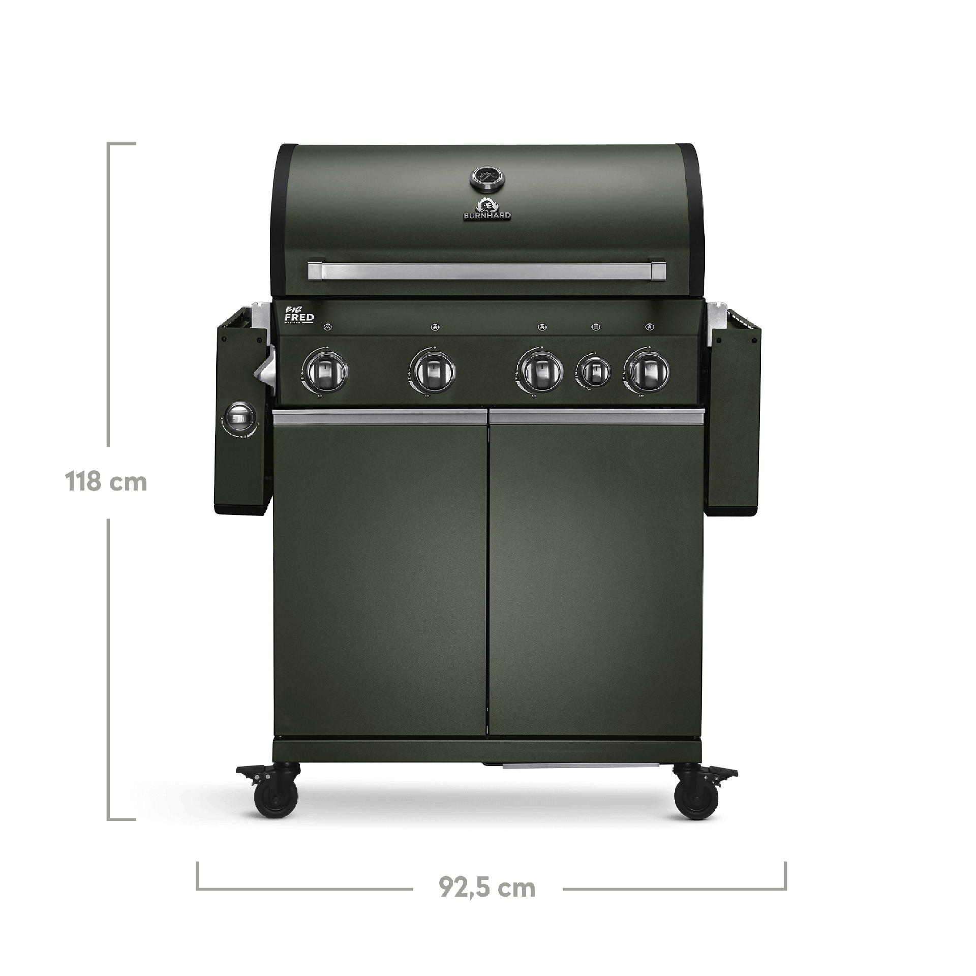 Burnhard Big FRED - Deluxe Gas Grill 4-Burner Green Edition - Stainless Steel Grates